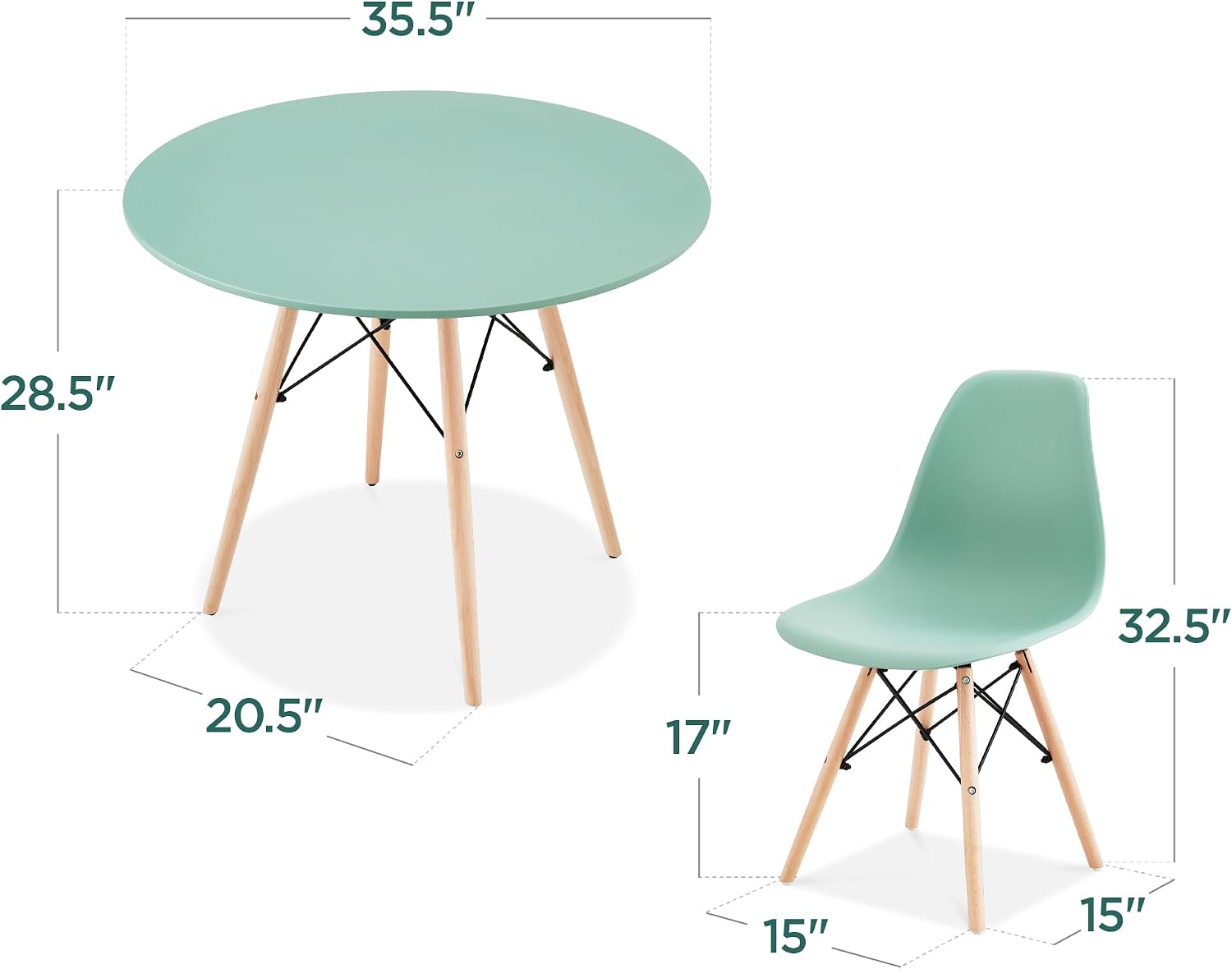 5-Piece Mid-Century Dining Set
