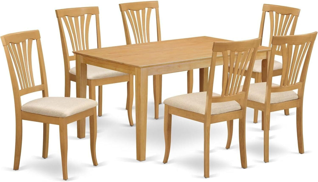 7-Piece Oak Rectangular Wood Dining Set