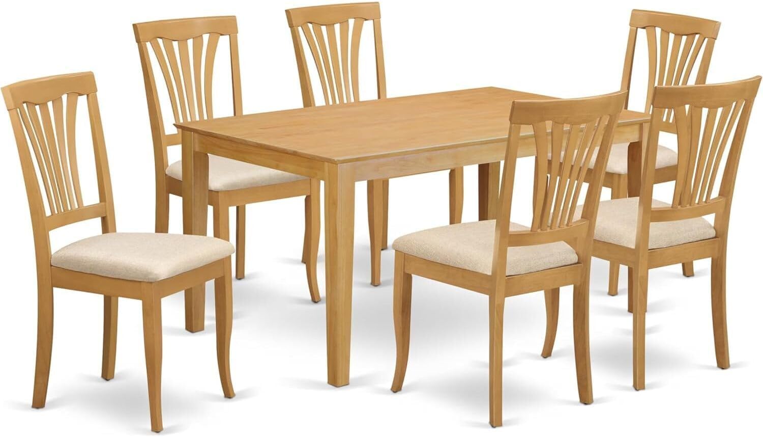 7-Piece Oak Rectangular Wood Dining Set