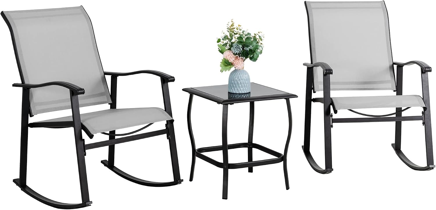 3 Piece Textilene Rocking Bistro Set