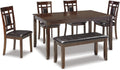 6-Piece Brown Dining Set with Bench