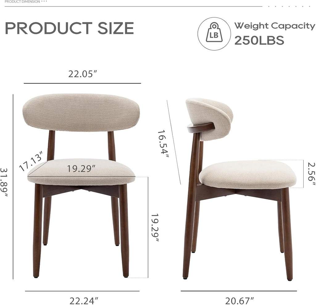 Set of 2 Beige Fabric Dining Chairs
