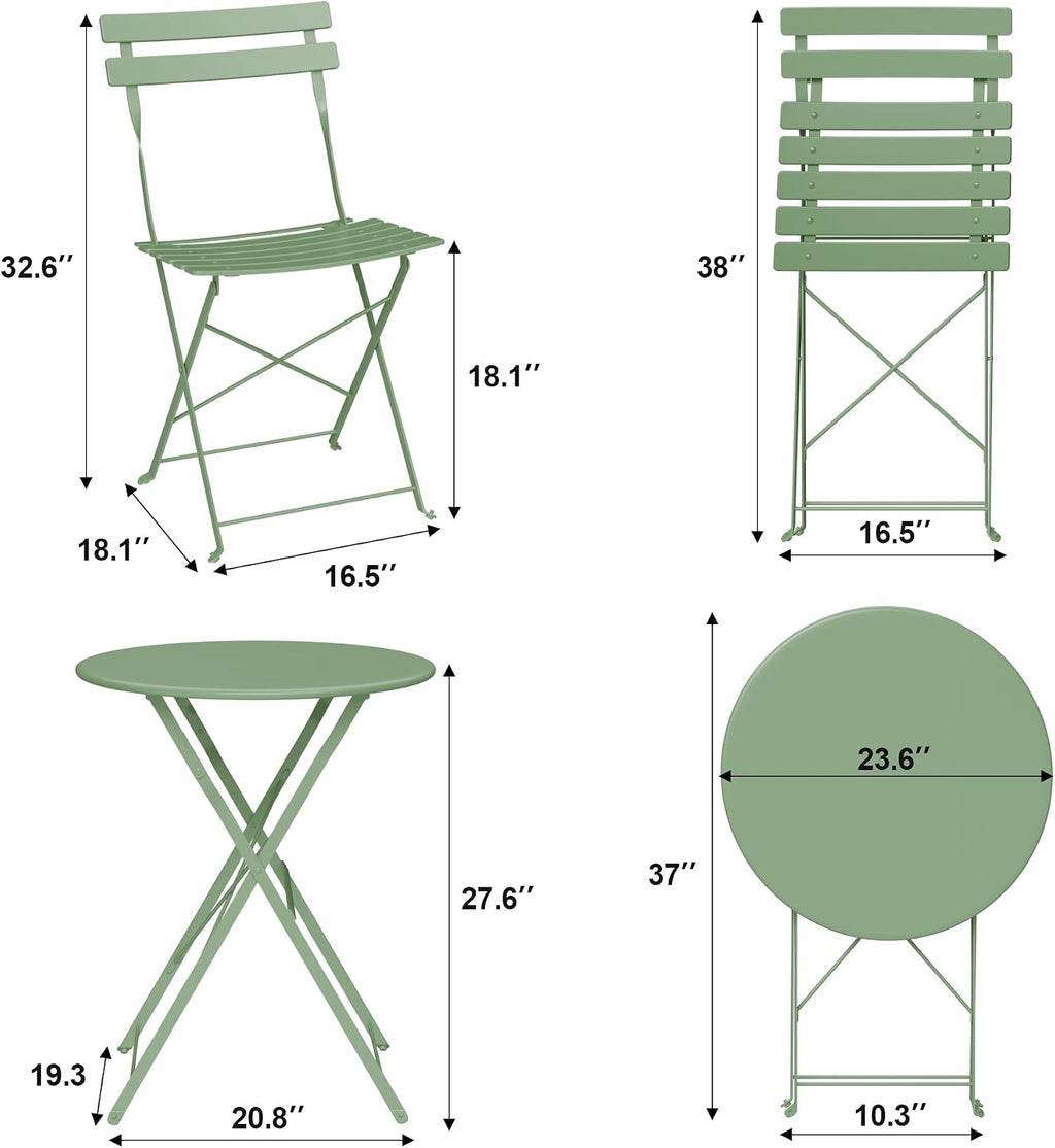 3 Piece Folding Patio Bistro Set