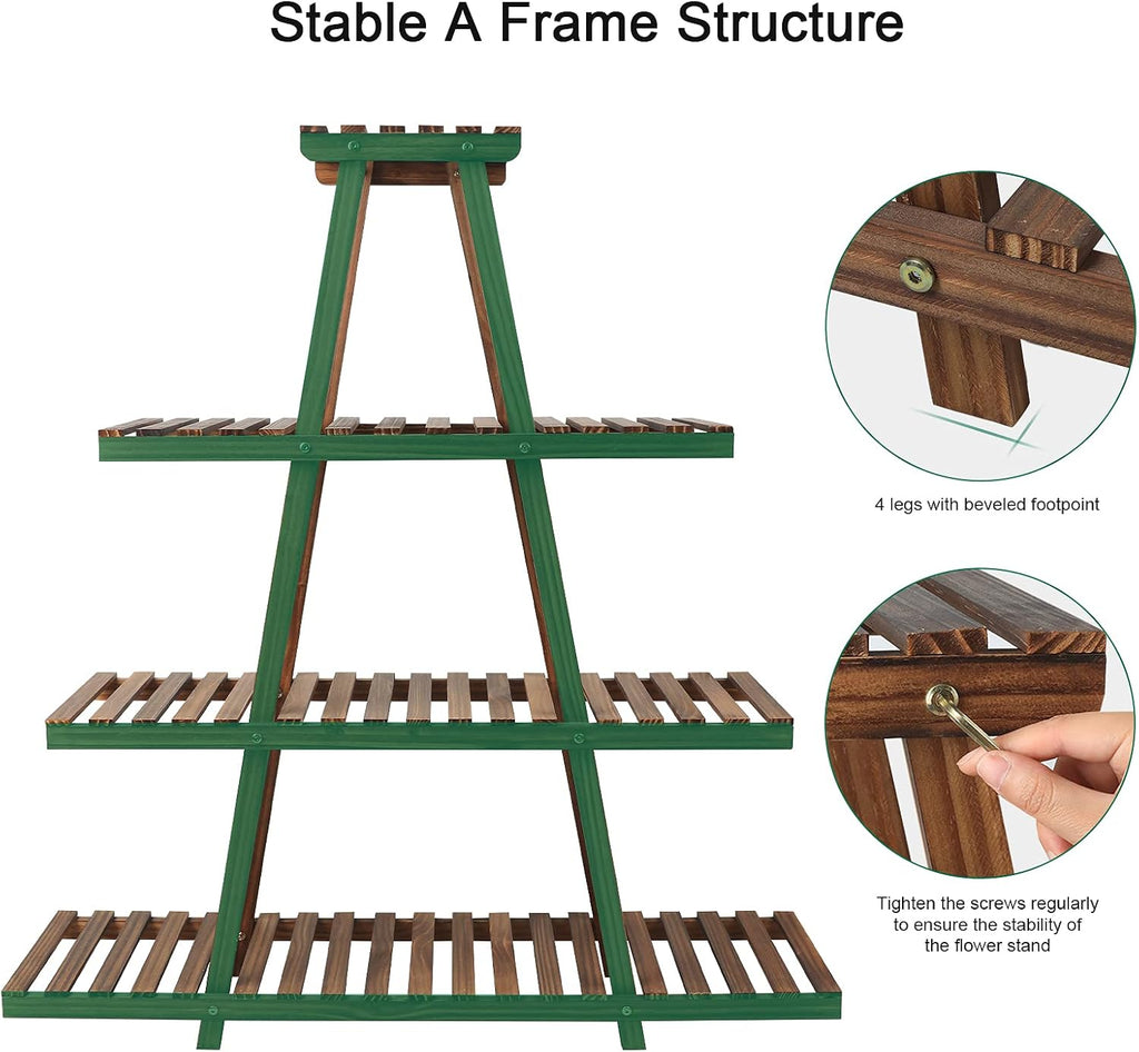 4 Tier A Frame Wood Plant Stand