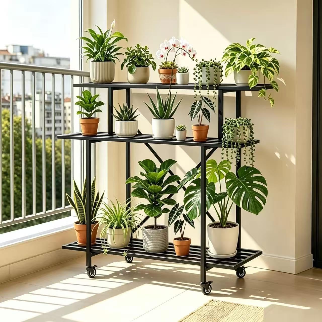 3 Tier Rolling Plant Stand Heavy Duty