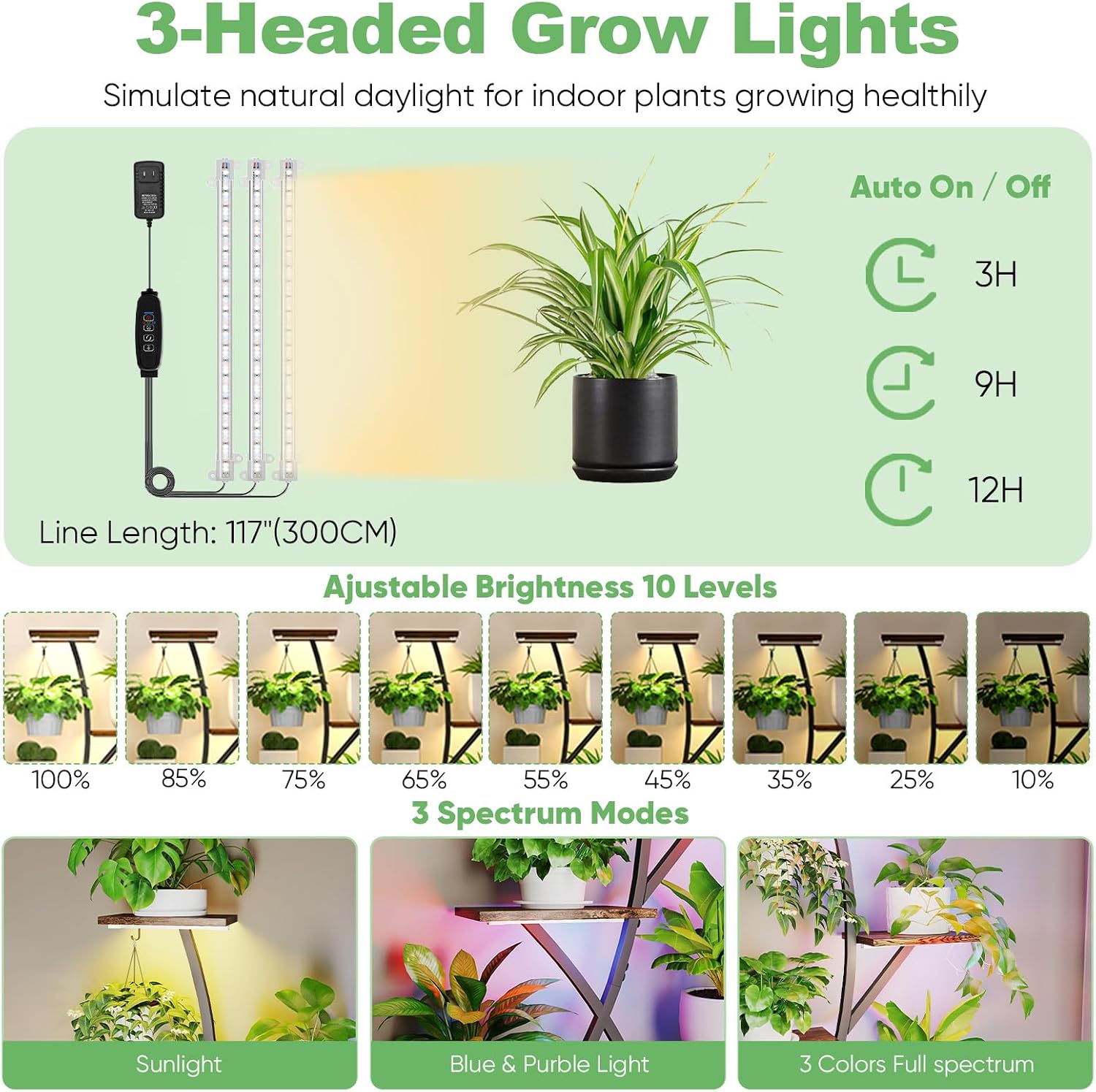 64" 8 Tier S-Shape Plant Stand with Grow Lights
