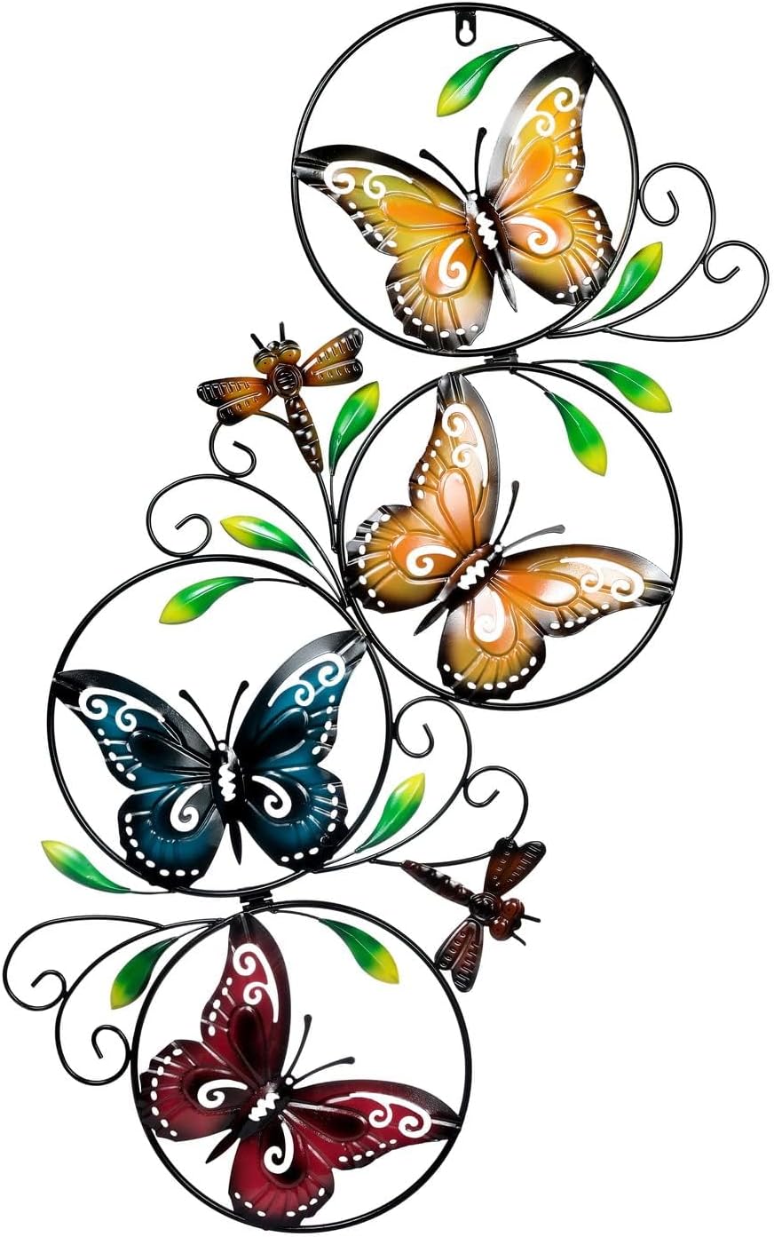 37" Colorful Metal Butterfly Wall Decor