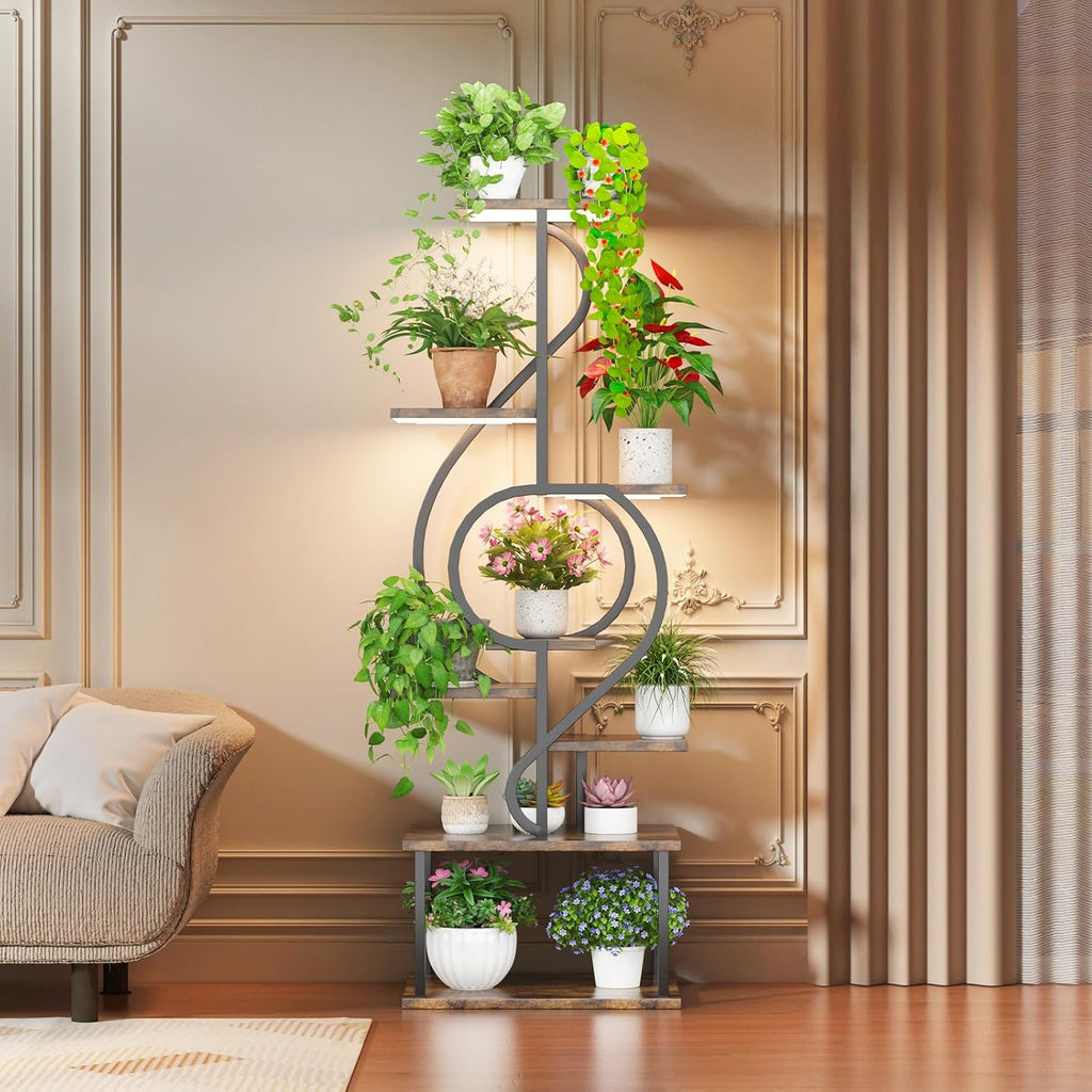 58" Note Shaped Plant Stand with Grow Light