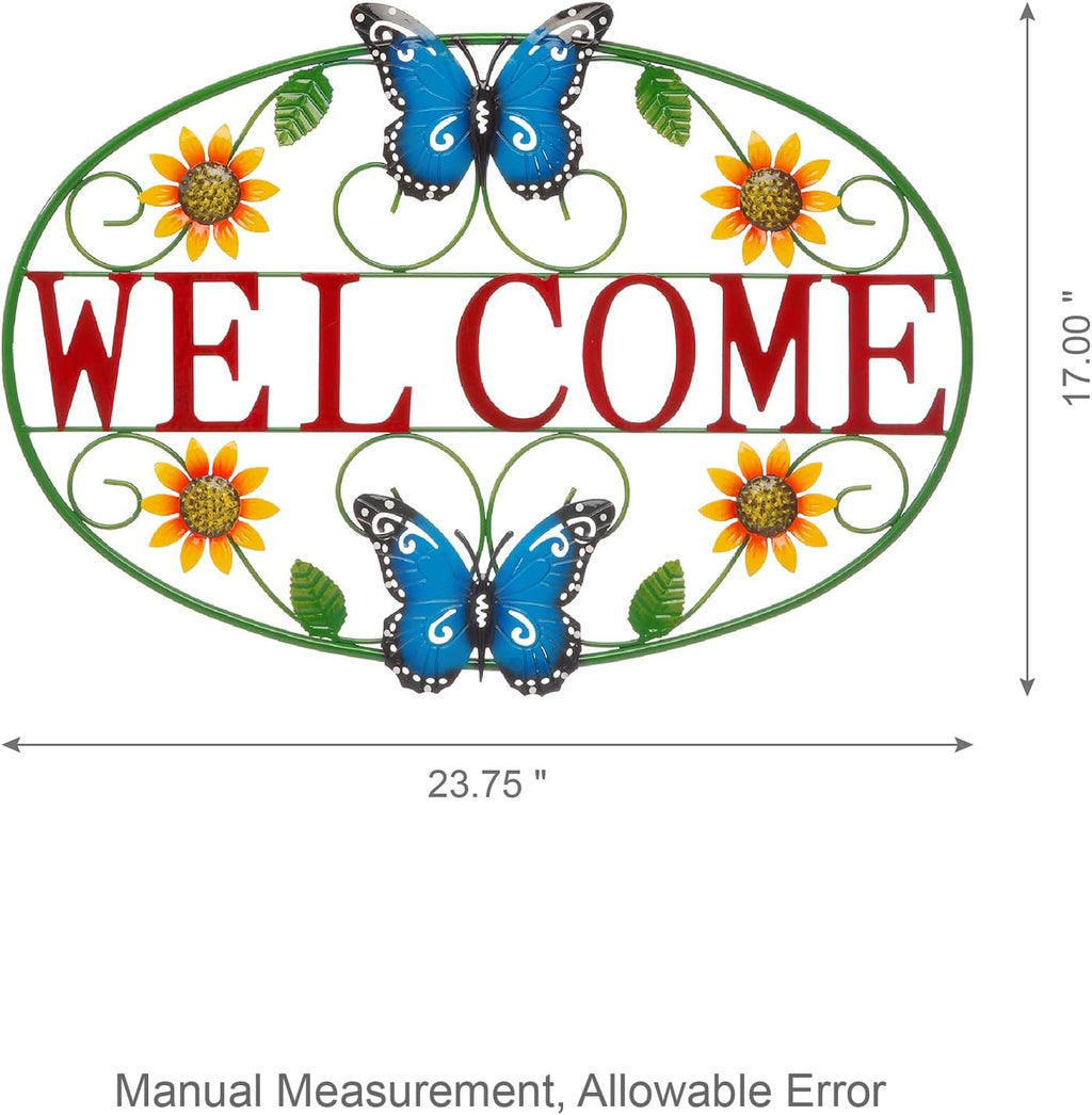 Butterfly Metal Welcome Wall Decor