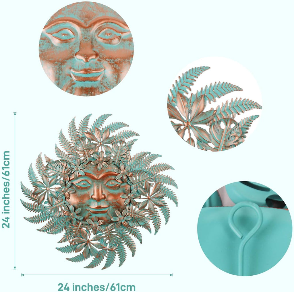 24" 3D Metal Sun Flower Outdoor Wall Decor