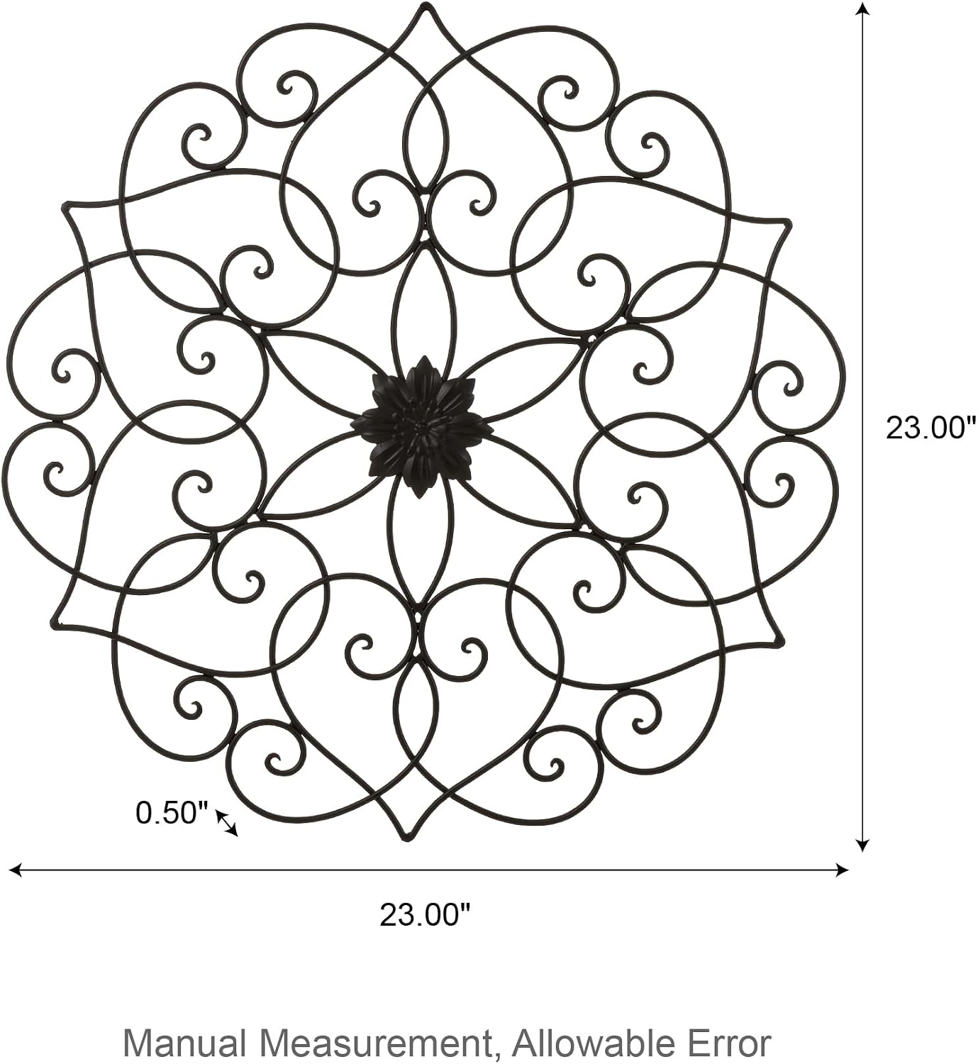 23" Black Floral Scroll Metal Wall Decor