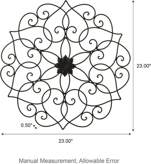 23" Black Floral Scroll Metal Wall Decor
