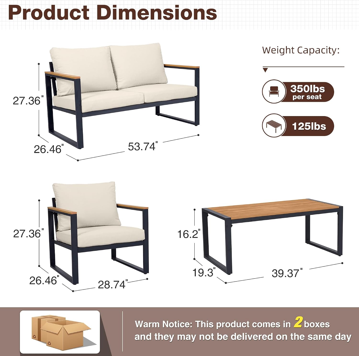 4 Piece Metal Patio Conversation Set