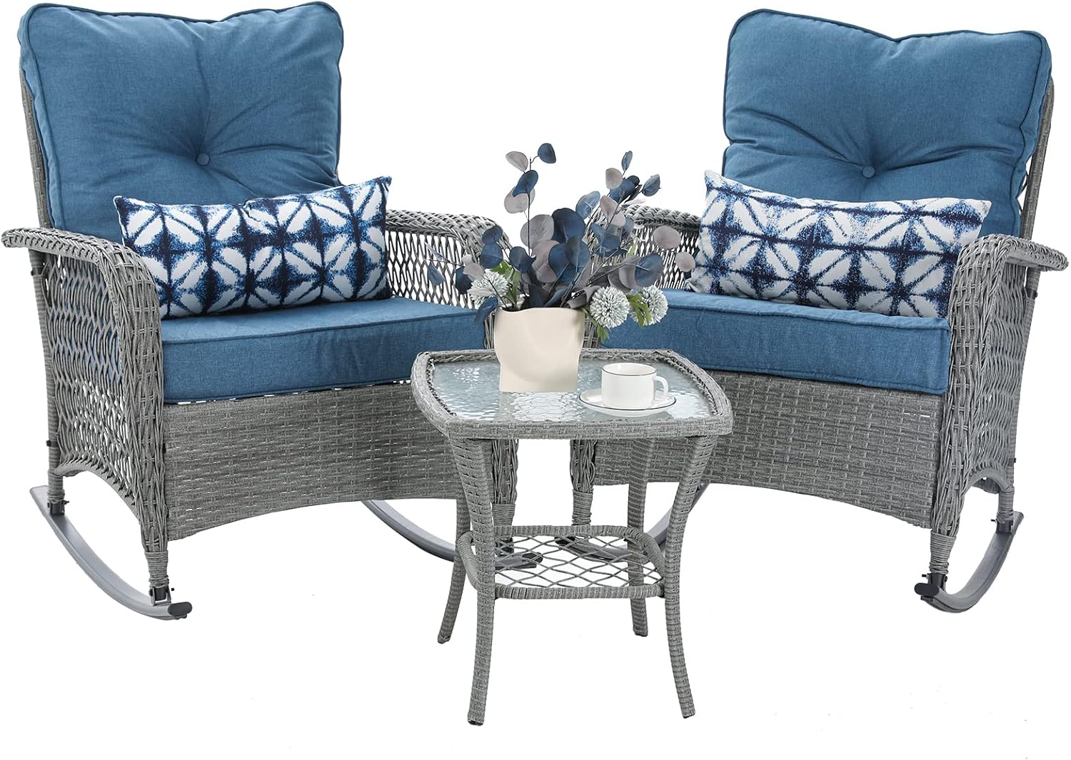 3 Piece Wicker Rocking Bistro Set
