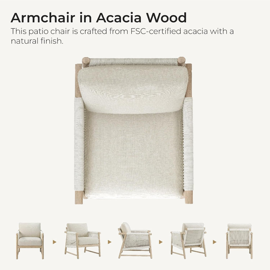 Boho Rattan Rope Braid Armchair