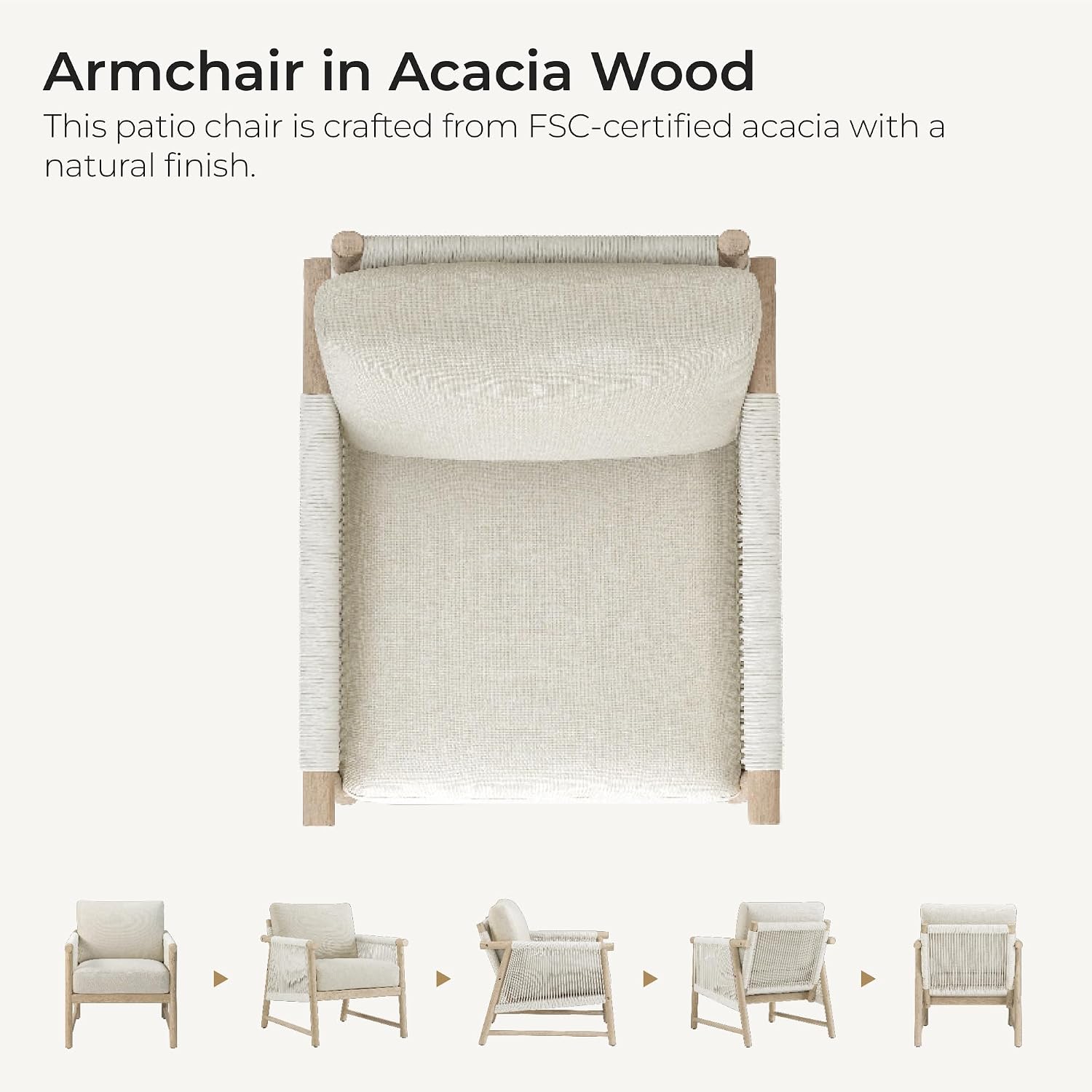 Boho Rattan Rope Braid Armchair