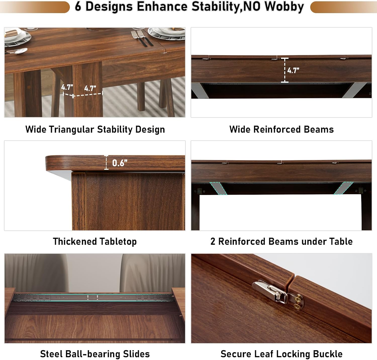 Extendable Walnut Wooden Dining Table