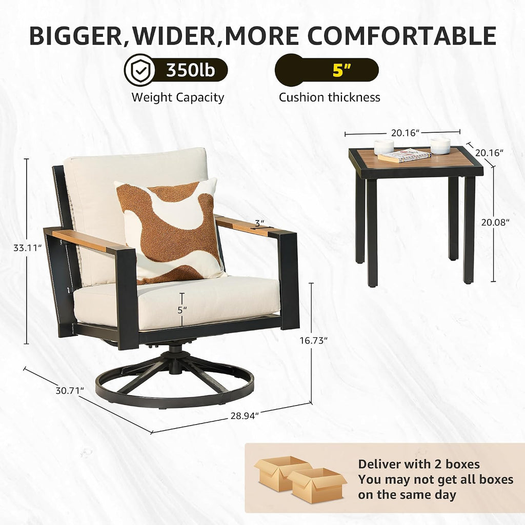 3 Piece Wicker Swivel Glider Bistro Set