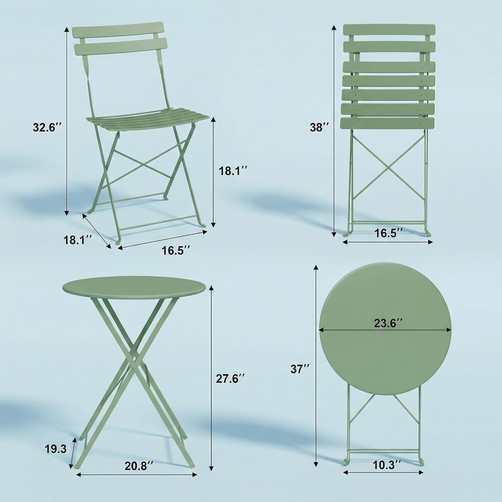 3 Piece Metal Patio Bistro Set