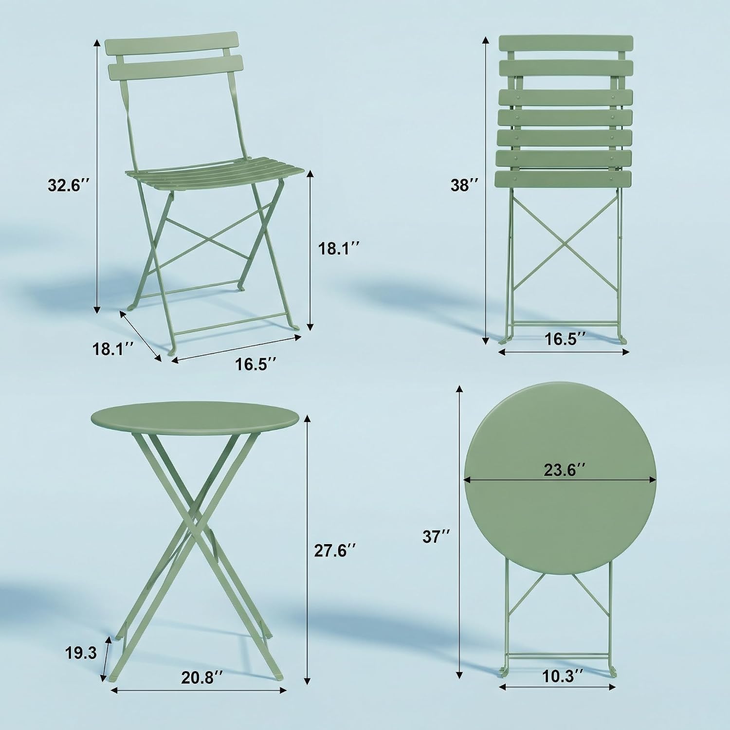 3 Piece Metal Patio Bistro Set