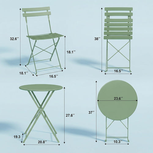 3 Piece Metal Patio Bistro Set