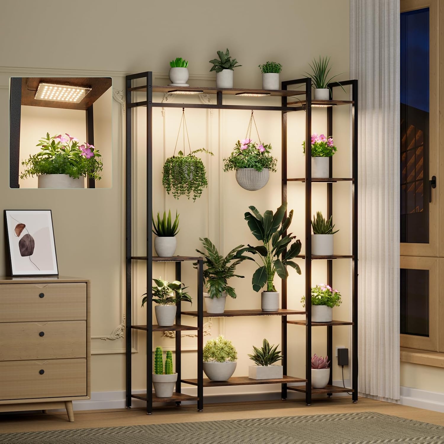 62" 11 Tier Plant Stand with Grow Lights