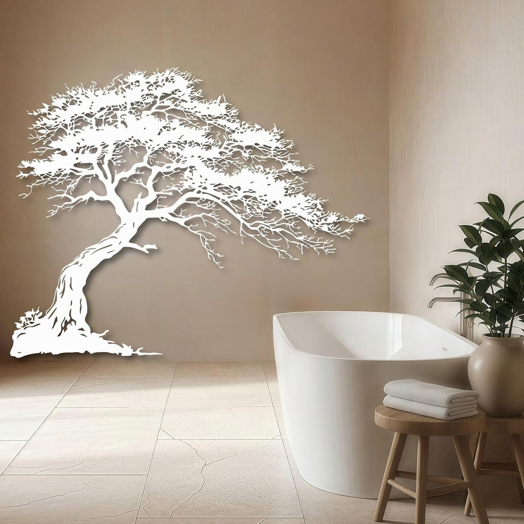 24" Black Bonsai Tree Metal Wall Art