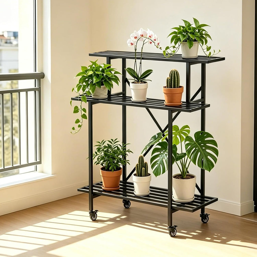 3 Tier Rolling Plant Stand Heavy Duty