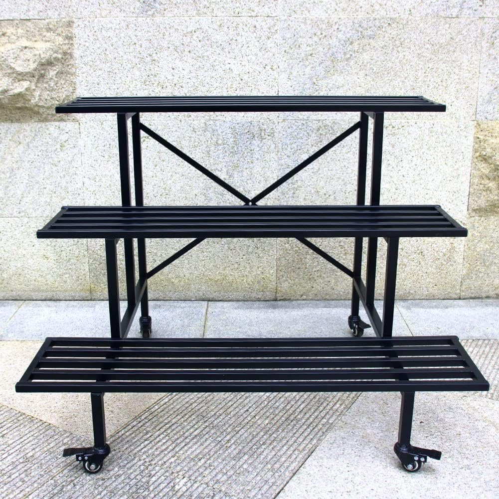 3 Tier Rolling Heavy Duty Metal Plant Stand