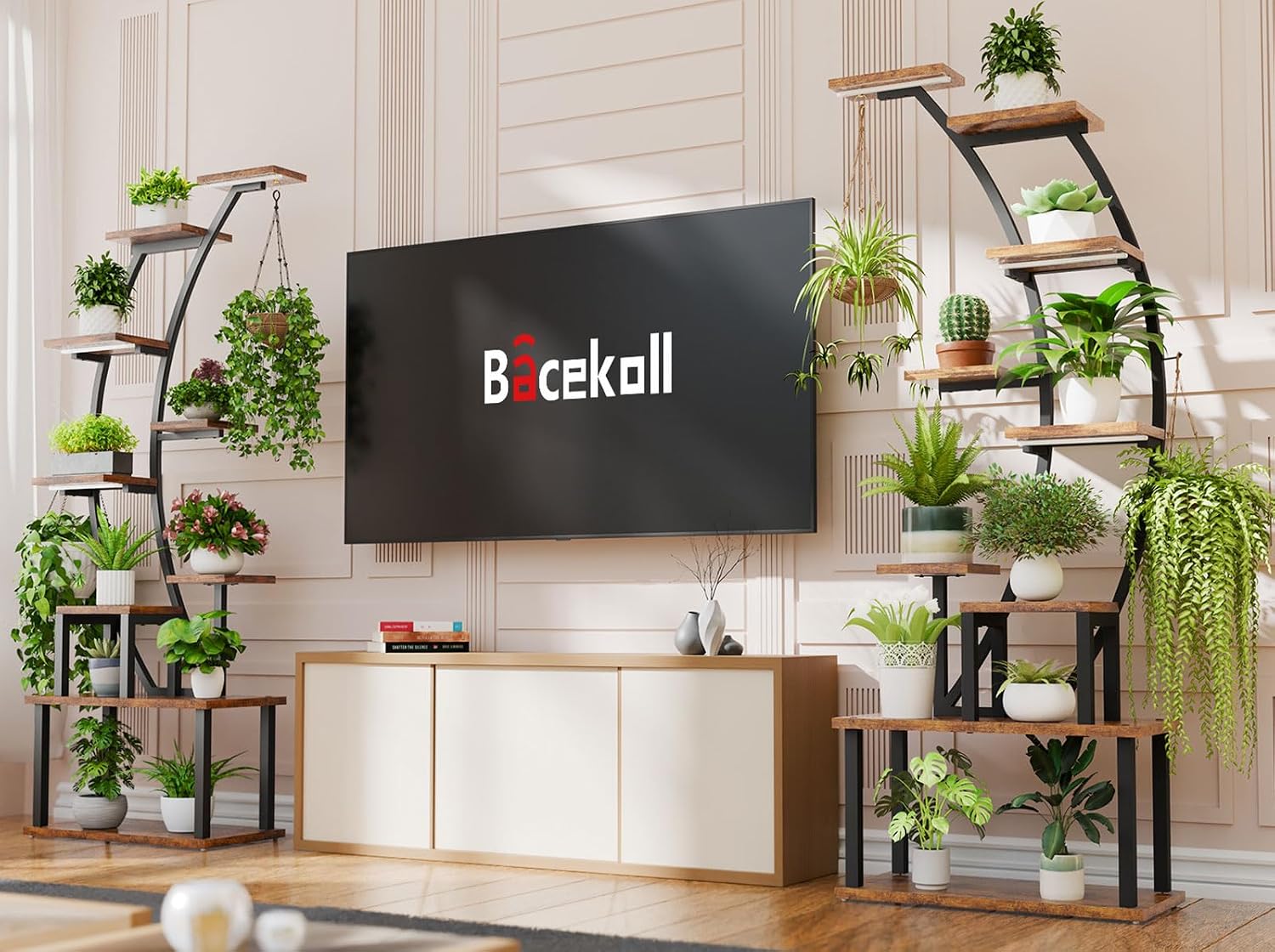 63" 9 Tier Corner Plant Stand with Grow Lights