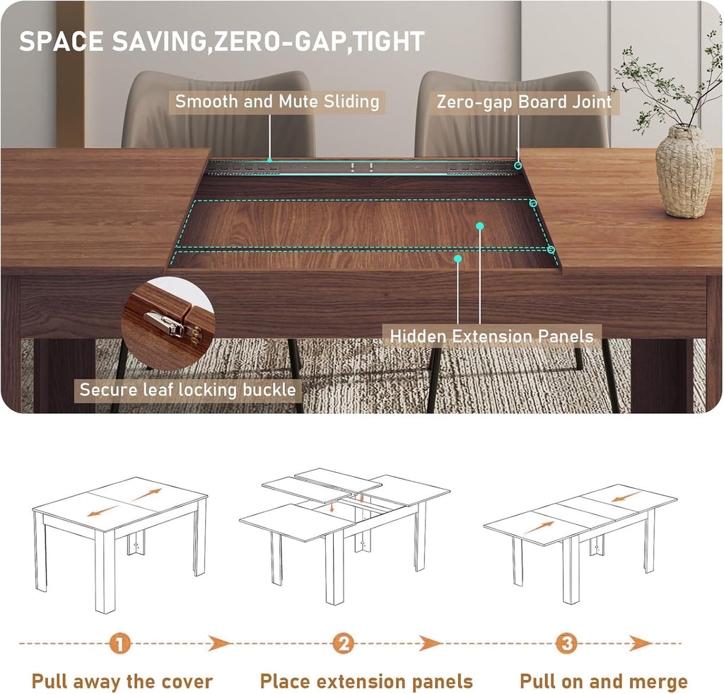 Extendable Walnut Wooden Dining Table