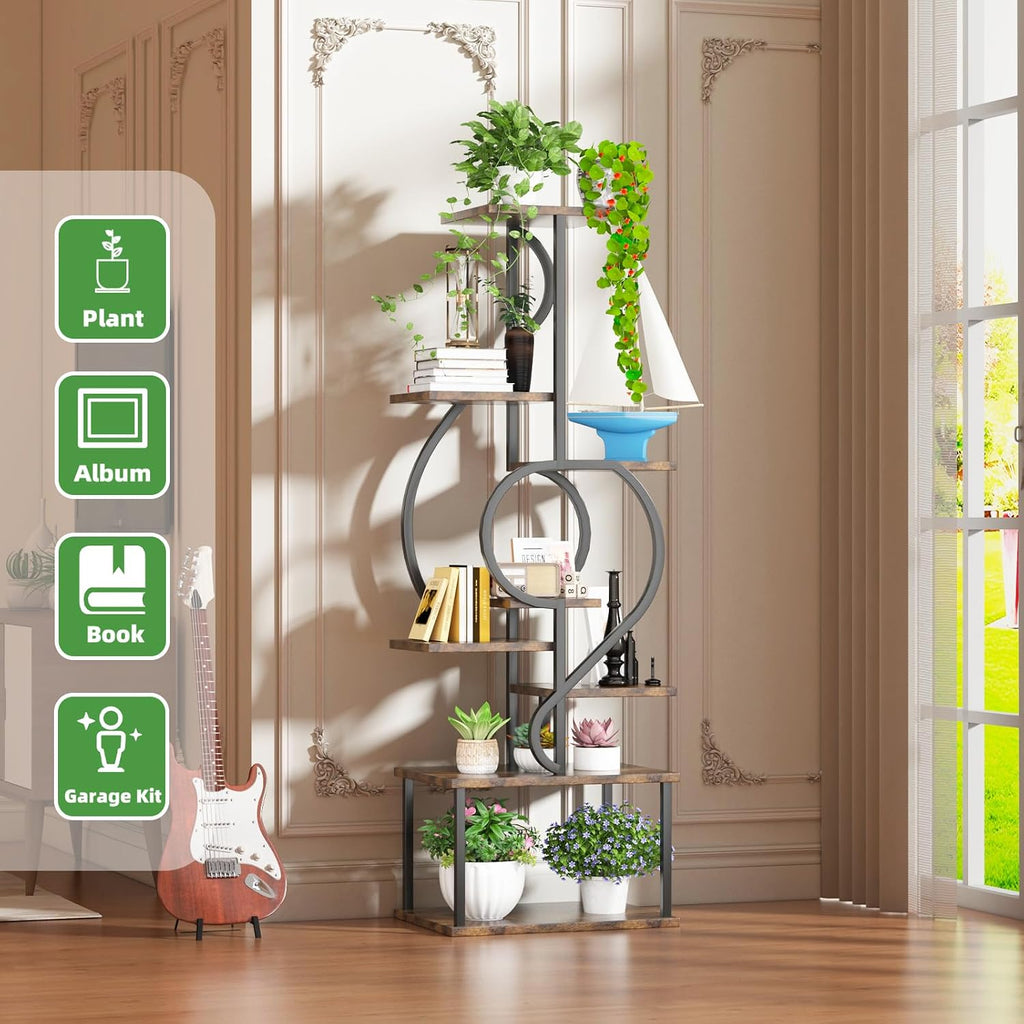 58" Note Shaped Plant Stand with Grow Light