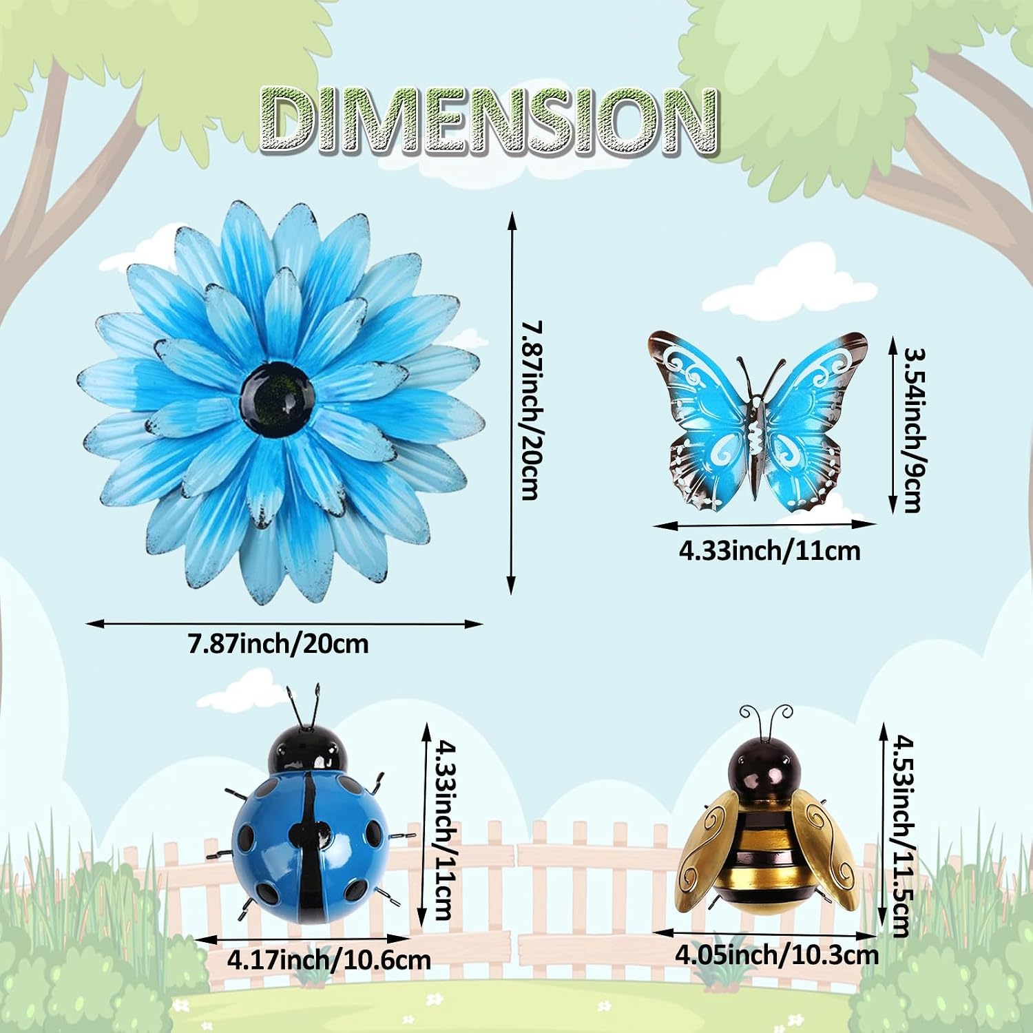 13Pcs Colorful Metal Garden Wall Decor Set