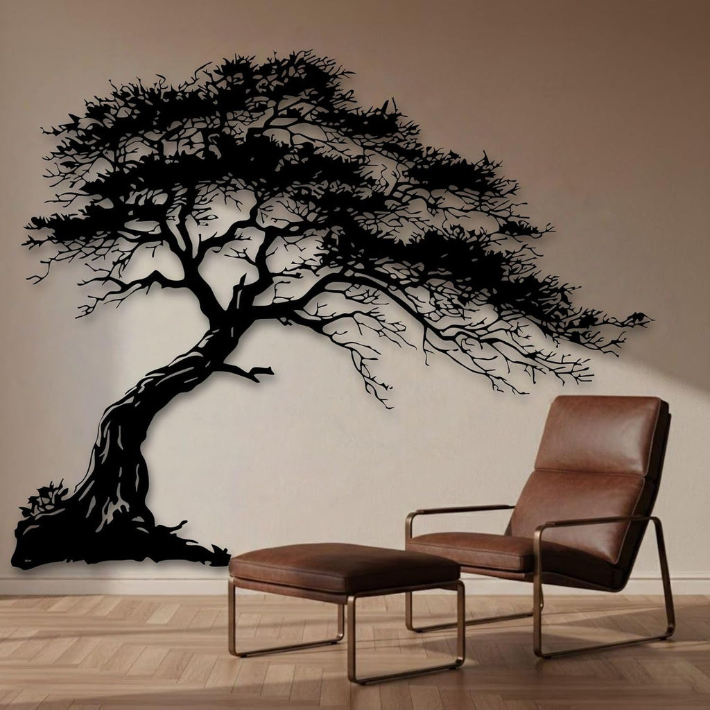 24" Black Bonsai Tree Metal Wall Art