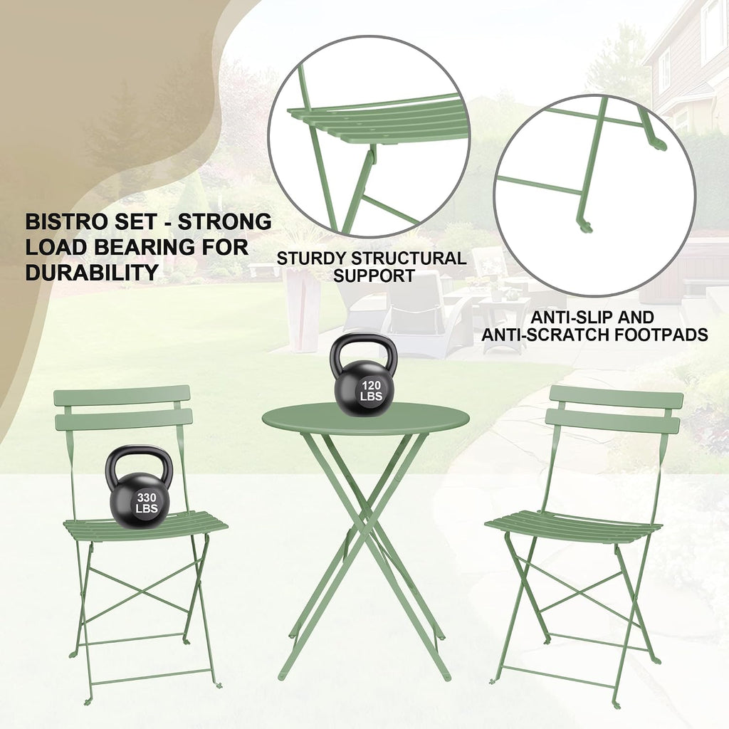 3 Piece Folding Patio Bistro Set
