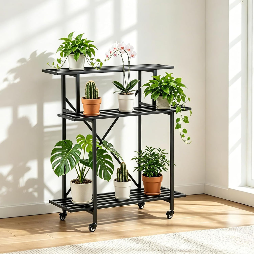 3 Tier Rolling Plant Stand Heavy Duty