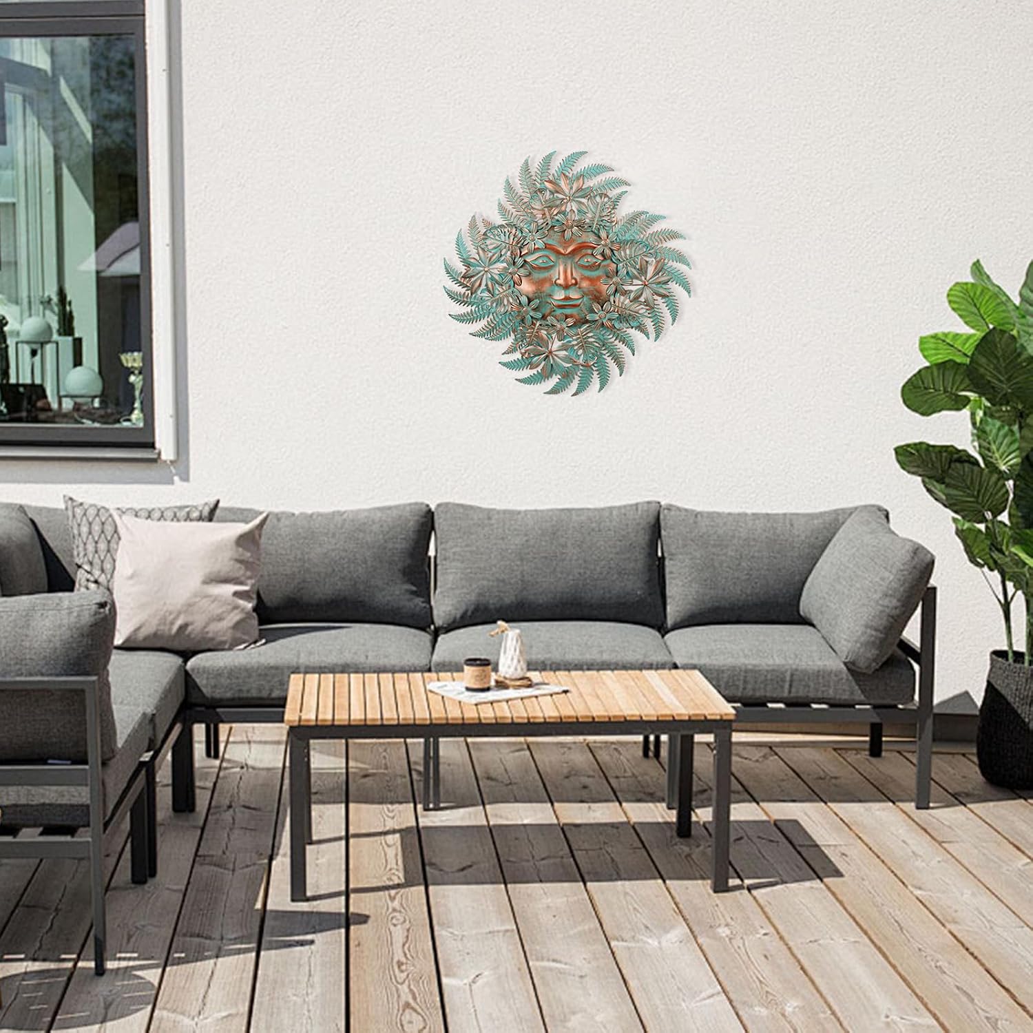 24" 3D Metal Sun Flower Outdoor Wall Decor