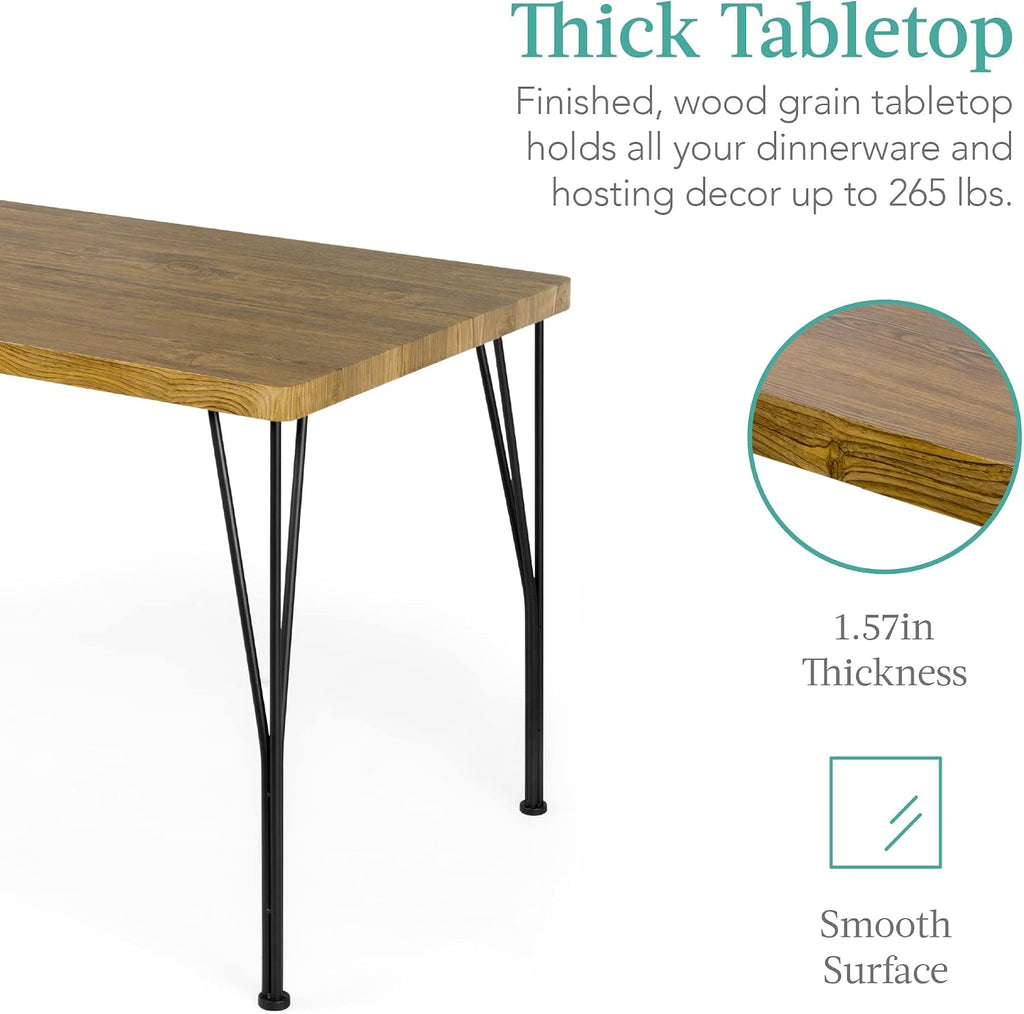 5-Piece Brown Wood Metal Dining Set