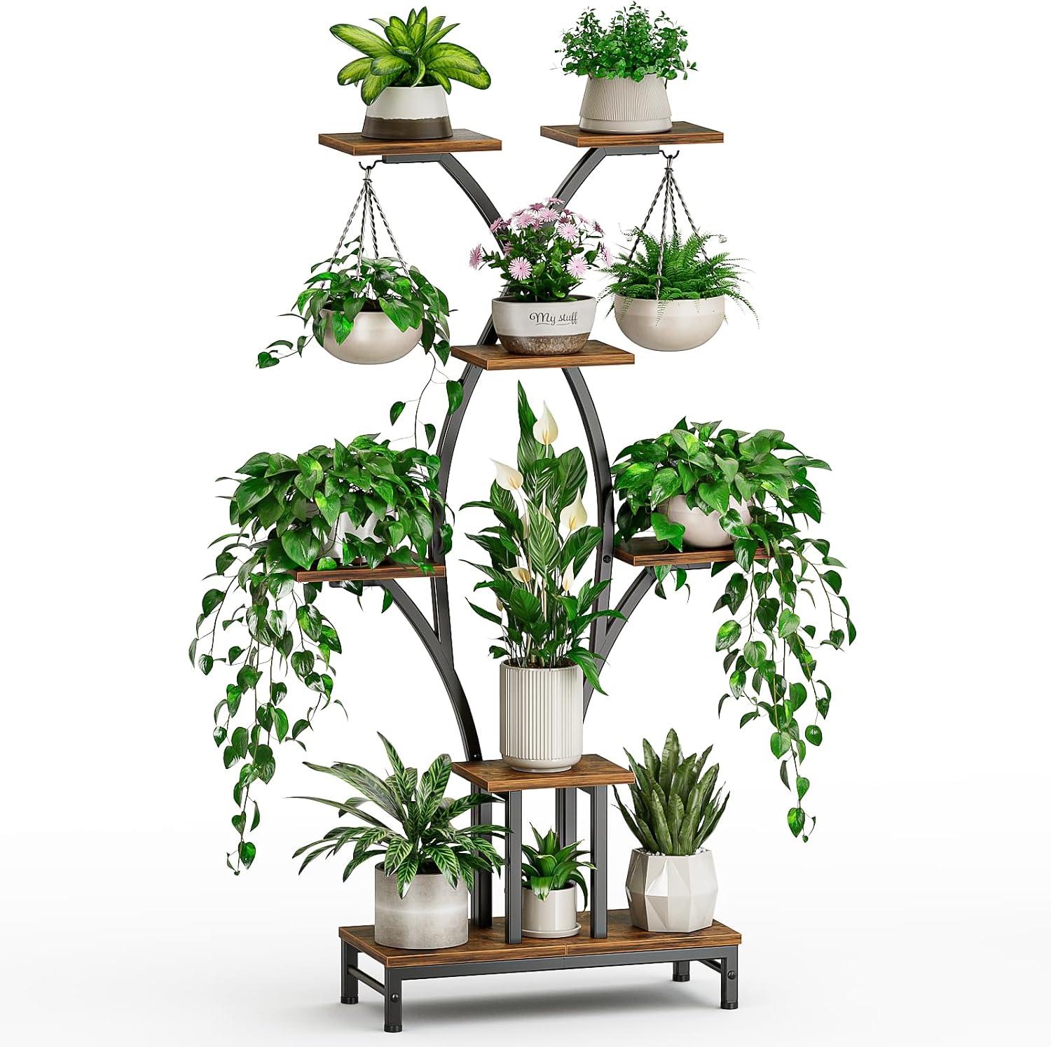 63" X-Shaped Corner Plant Stand With Grow Lights