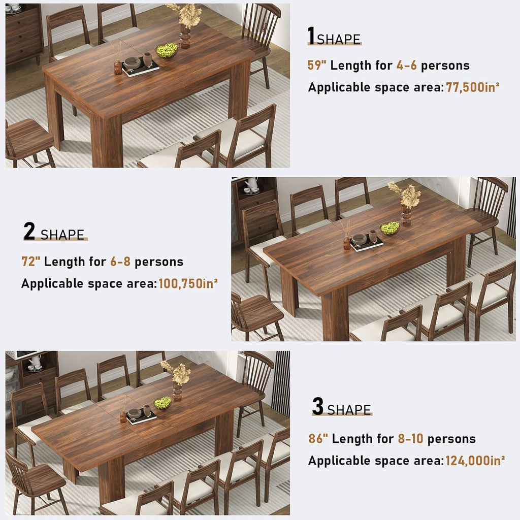 Extendable Walnut Wooden Dining Table