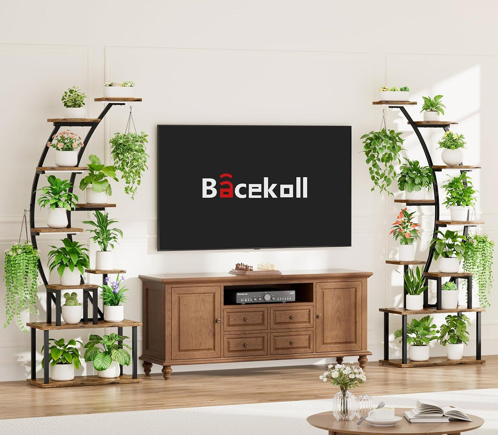 64" 9 Tier Curved Plant Stand with Grow Lights
