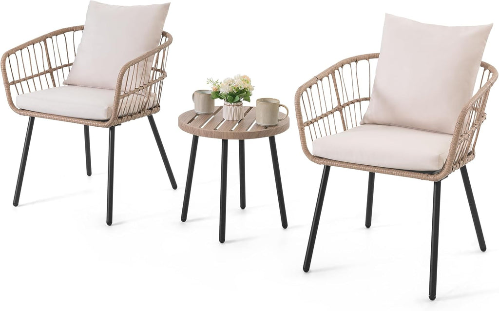 3 Piece Wicker Patio Bistro Set