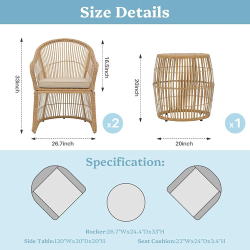 2 Piece Wicker Chair Set With Coffee Table