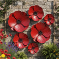 6Pcs 3D Red Poppy Metal Flower Wall Decor