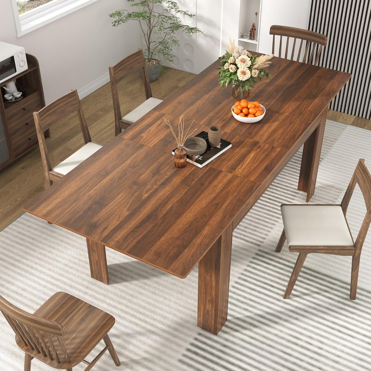 Extendable Walnut Wooden Dining Table