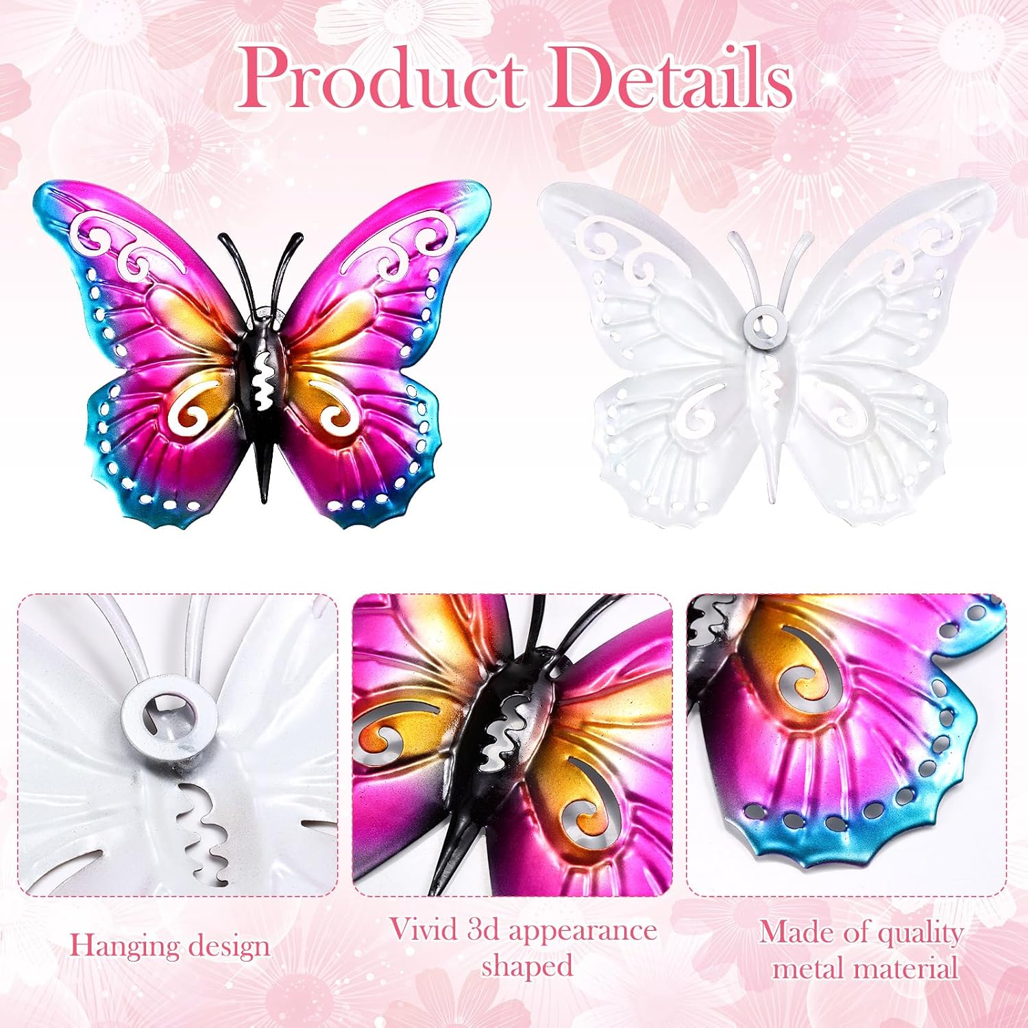 10Pcs Metal Daisy Butterfly Garden Wall Decor