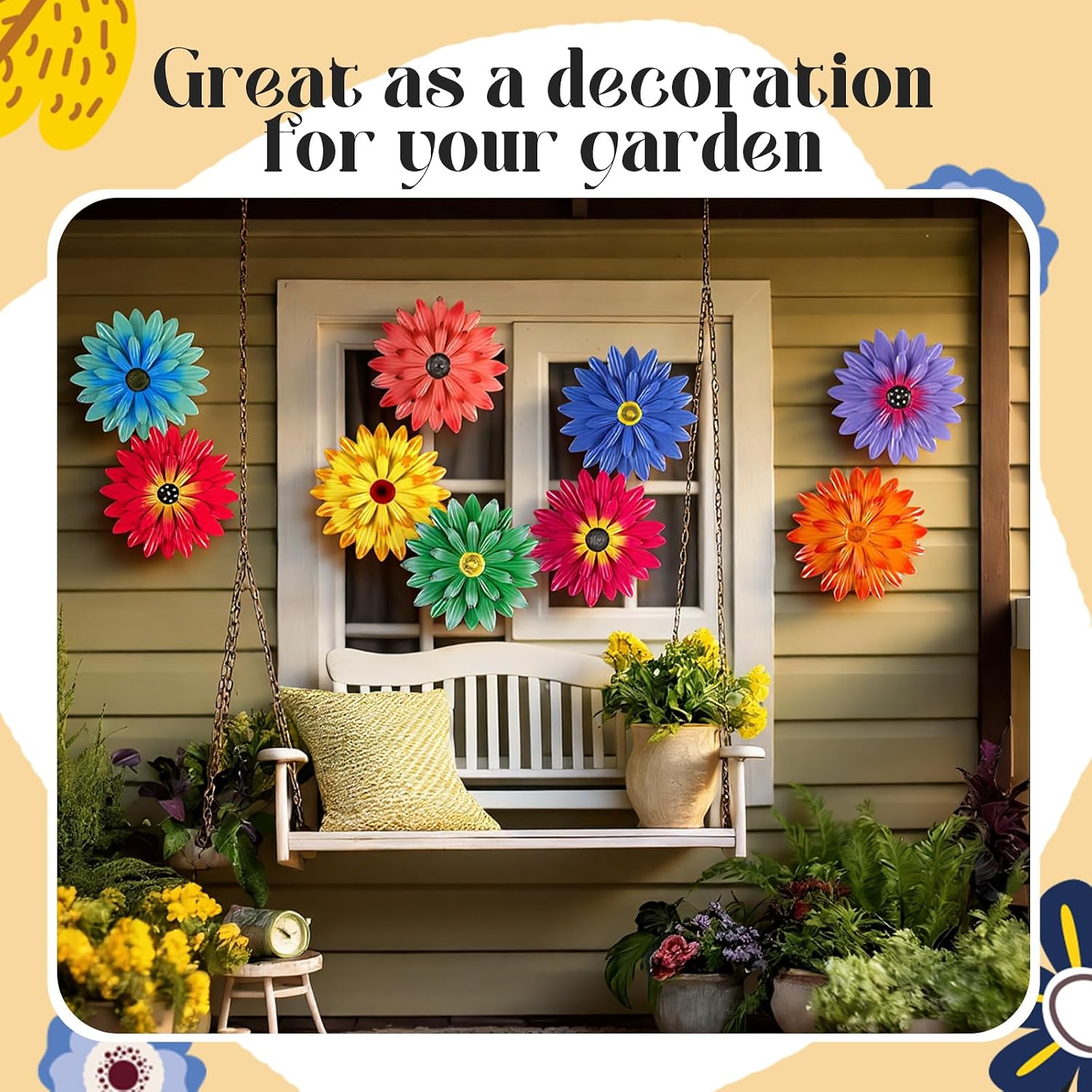 9Pcs 3D Metal Daisy Flower Wall Decor