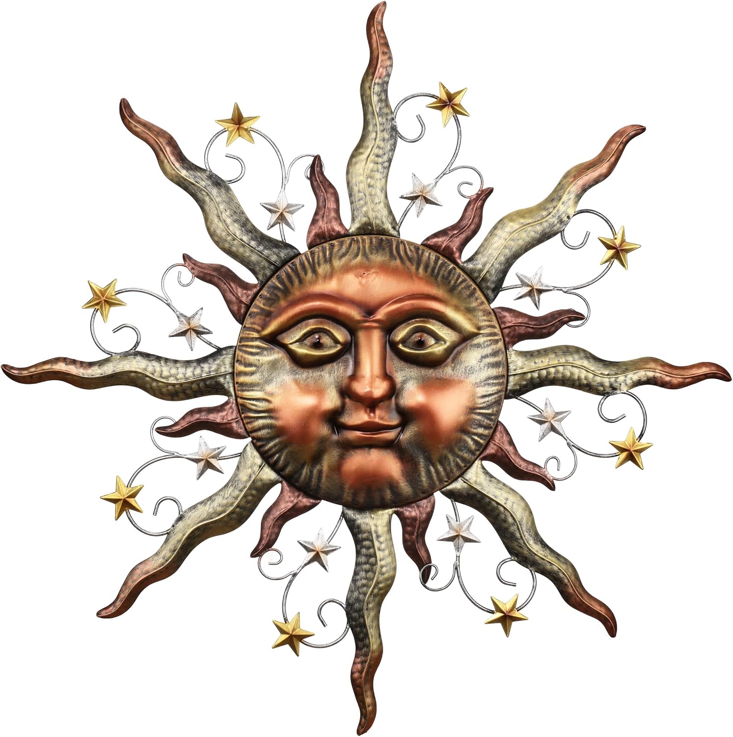 32" Bronze Sun Face Metal Outdoor Wall Art