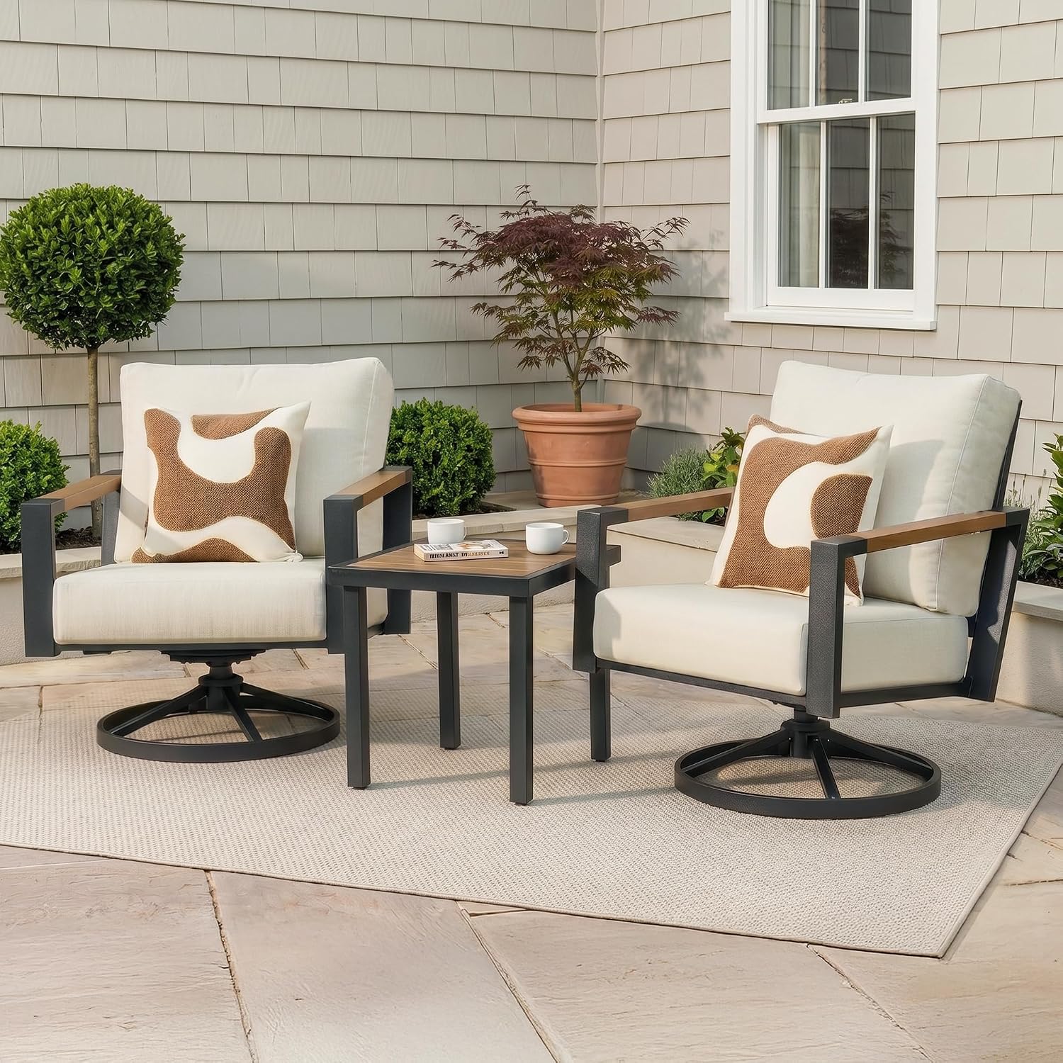 3 Piece Wicker Swivel Glider Bistro Set