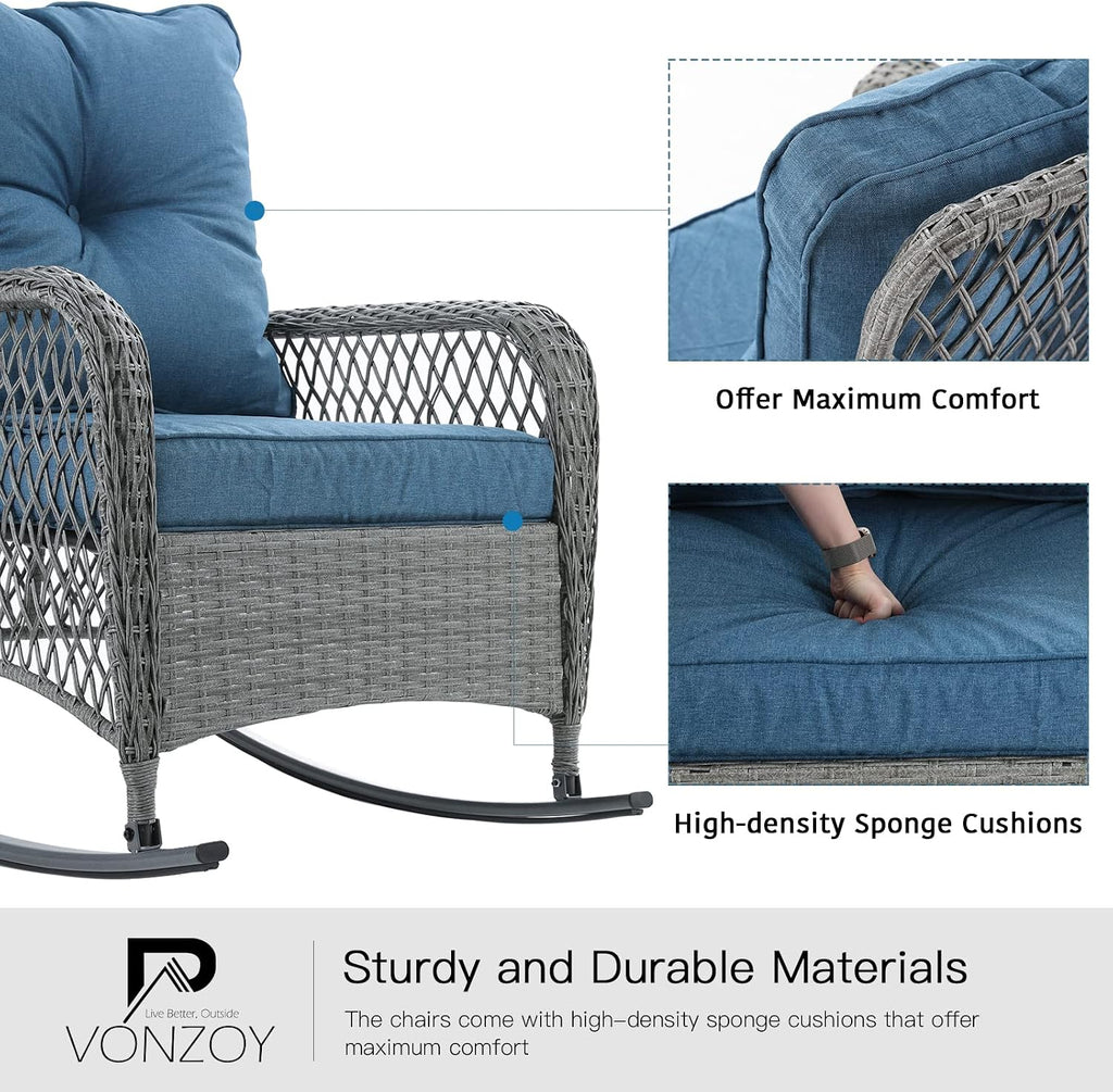 3 Piece Wicker Rocking Bistro Set